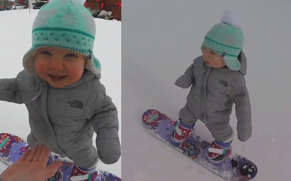 Snowboard-Baby begeistert das Internet