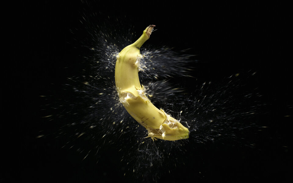 Banane verletzte Mann am Penis
