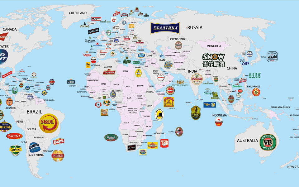 Karte zeigt das populärste Bier in jedem Land