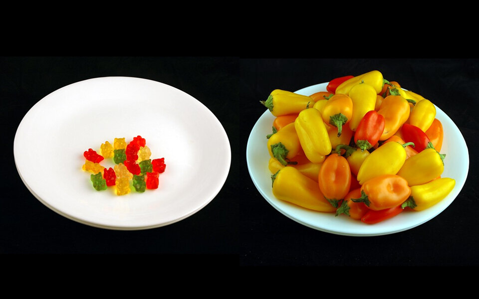 Junkfood vs. Gemüse: So sehen 200 kcal aus