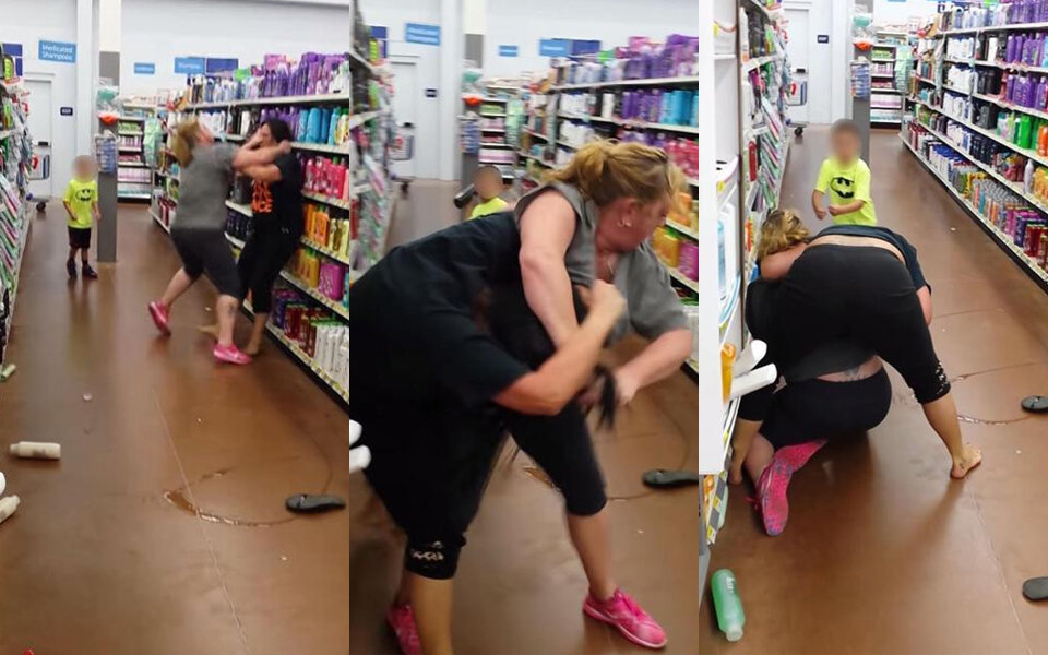 Brutalo-Mutter und Sohn prügeln sich im Supermarkt